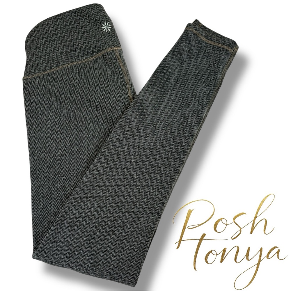 Athleta Herringbone High Rise Leggings Dark Gray Size S Soft Warm Cozy
